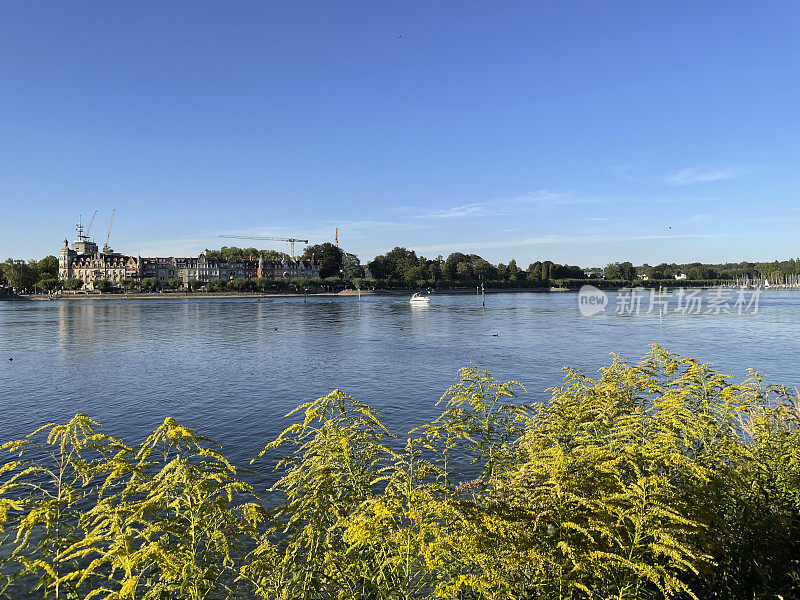 Alte Rheinbrücke in Konstanz on the shore of the Bodensee during summer